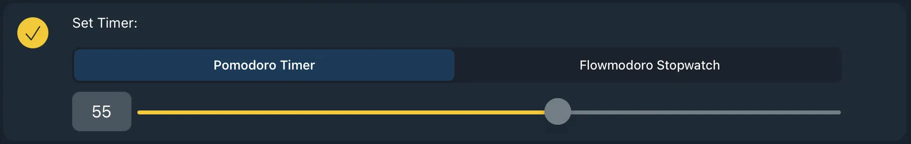 Ahmni timer duration selection screen