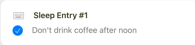 Checkbox for completing a cycle entry