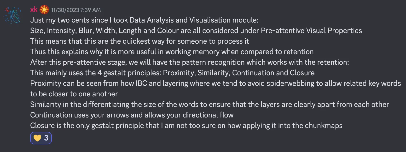 Discord discussion about using color in mindmaps