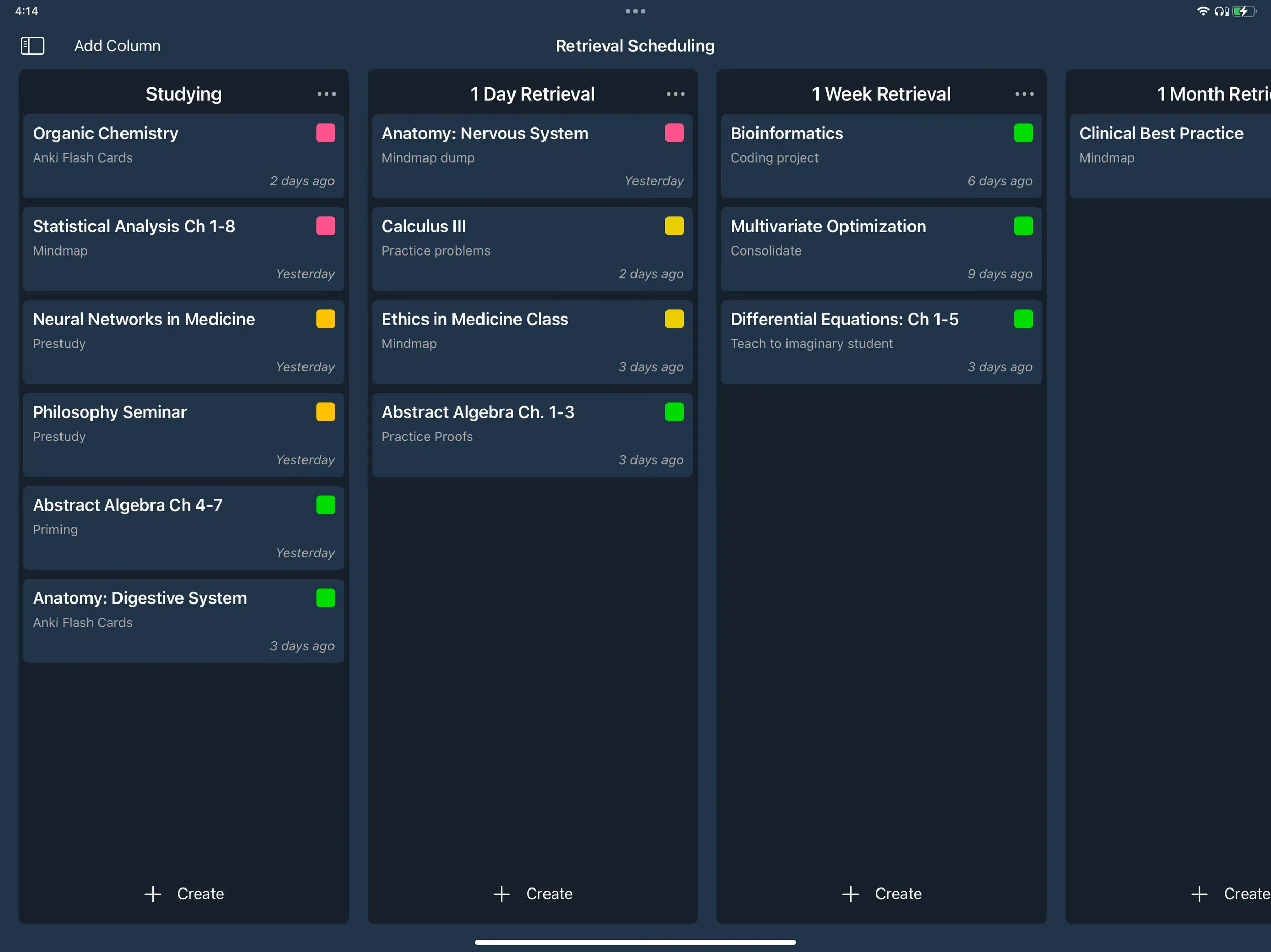 Ahmni Schedule Board tracking revision progress
